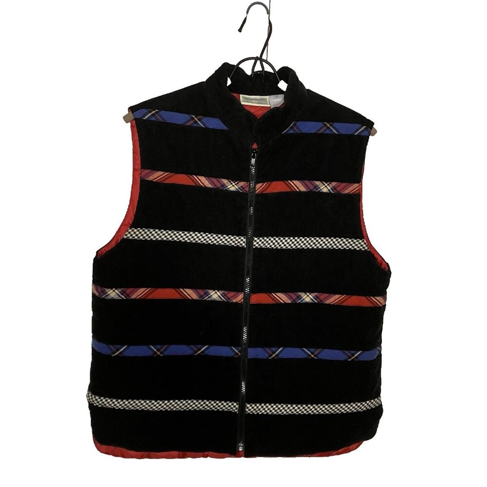 Susan Bristol Vest Womens M Quilted Corduroy Stripe Puffer Full Zip